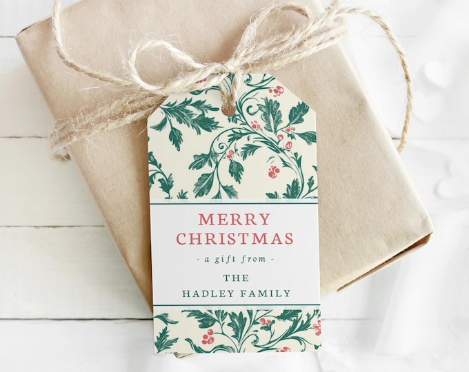 Printable French Toile Christmas Tags