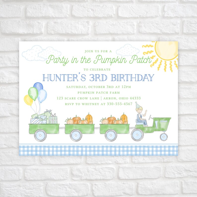 Printable Pumpkin Patch Birthday Party Invitation Autumn - Etsy