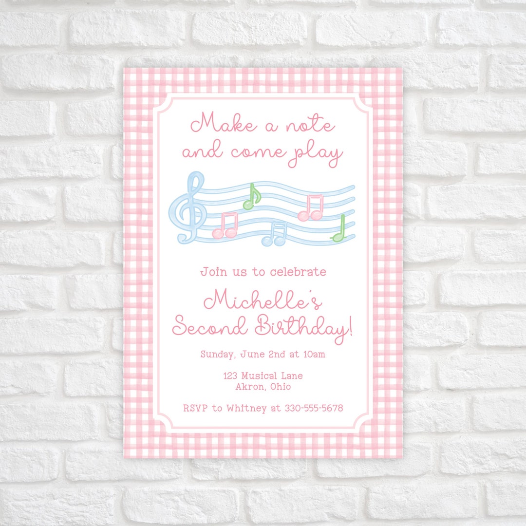 Music Birthday Invitation Template, Watercolor Musical Notes Birthday