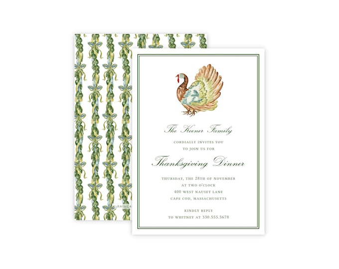 Watercolor Turkey Thanksgiving Invitation