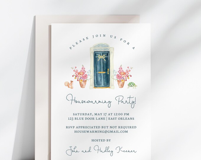 Printable Blue Door Housewarming Invitation
