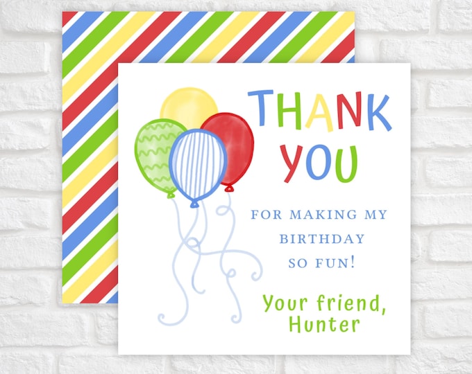 Primary Colors Balloon Thank You Tag