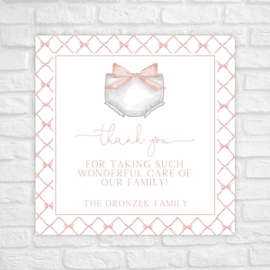 Printable Baby Girl Thank You Tags, Labor and Delivery Nurse Thank You Tag, NICU Nurse Thank You Tag, New Baby Gift Tag