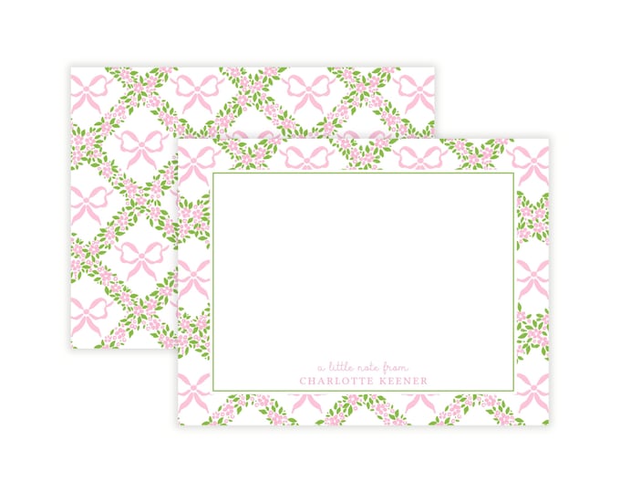 Floral Lattice with Pink Bow Stationery for Women