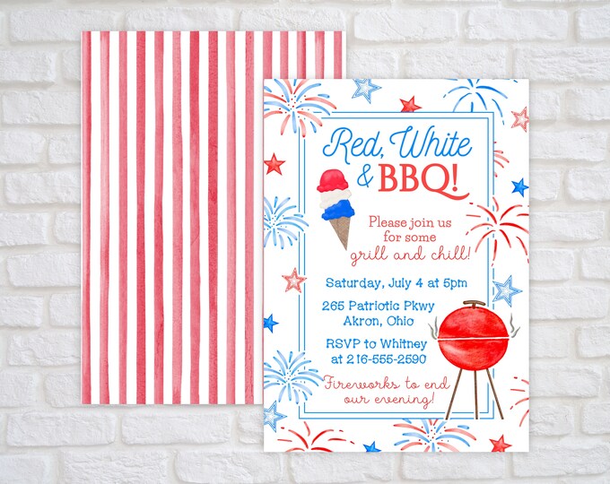 Printable Red White and BBQ Invitation Template