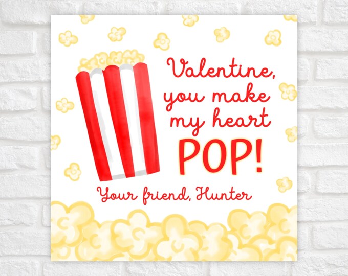 Printable Popcorn Valentine's Day Gift Tag