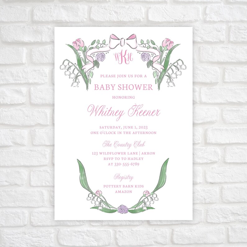 Printable Baby Shower Invitation Floral Baby Shower Etsy
