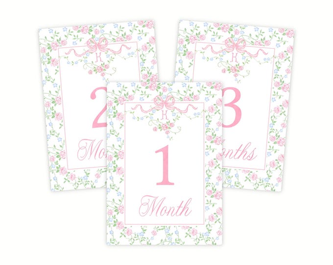 Printable Floral Vines Baby Milestone Cards
