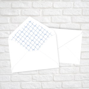 Fodere per buste stampabili, fodera per buste Blue Bow Trellis, fodera per buste Watercolor A7 A2 da scaricare, modello di fodera Grandmillennial