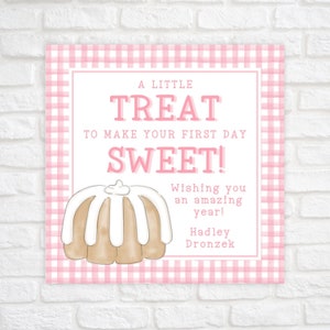 Happy First Day of School Tag, Bundt Cake Back To School Gift Tag Printable, A Little Treat to Make First Day Sweet Tag, Tag for Teachers