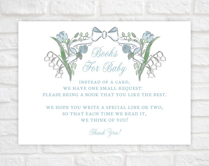 Blue Floral Bow Books for Baby Card