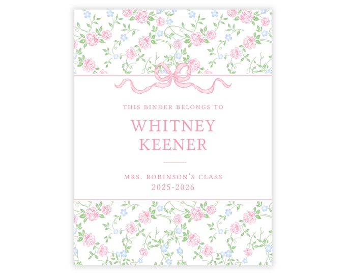 Printable Floral Vines Binder Cover