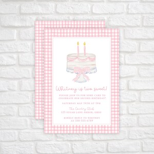 Two Sweet Birthday Invitation Template, Watercolor Birthday Cake ...