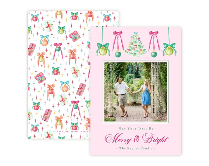 Printable Colorful Merry and Bright Christmas Card