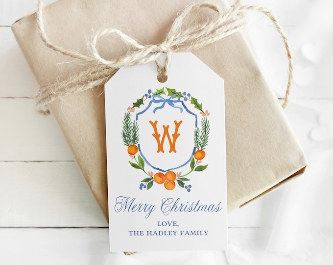 Printable Citrus Wreath Holiday Gift Tag