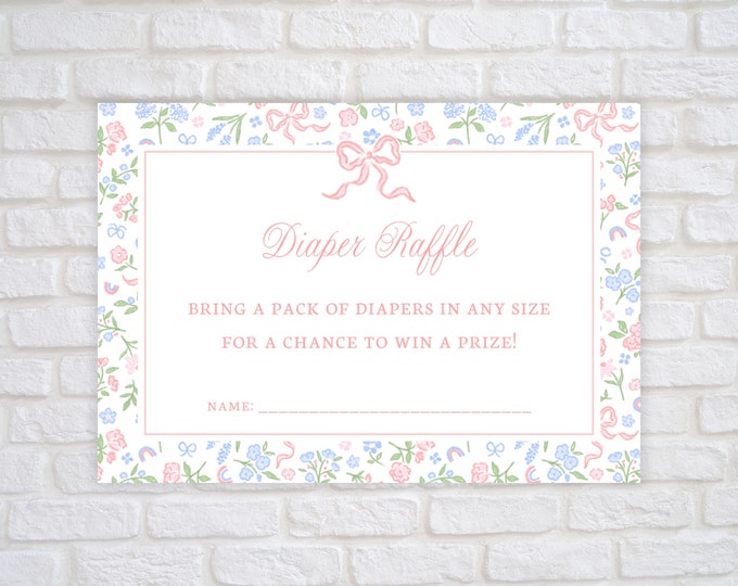 Ditsy Floral Diaper Raffle Card