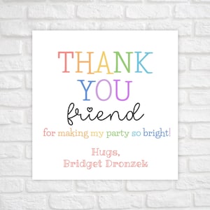 Rainbow Birthday Favor Tags, Editable Birthday Tag, Rainbow Thank You Tag, Printable Gift Tag, Modern Colorful Rainbow Party Decorations