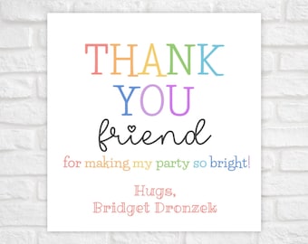 Rainbow Birthday Favor Tags, Editable Birthday Tag, Rainbow Thank You Tag, Printable Gift Tag, Modern Colorful Rainbow Party Decorations