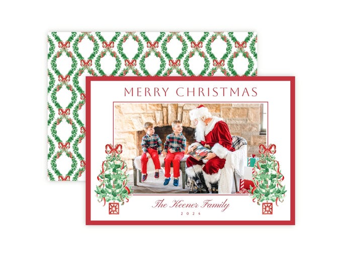 Printable Classic Topiary Christmas Photo Card