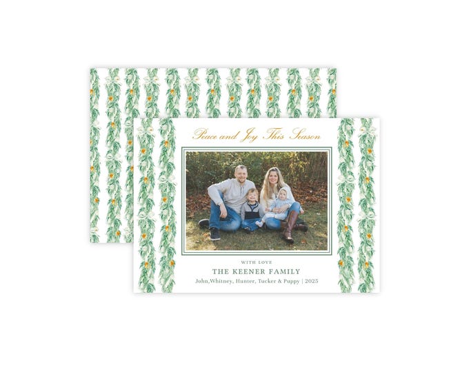 Watercolor Garland Christmas Photo Card