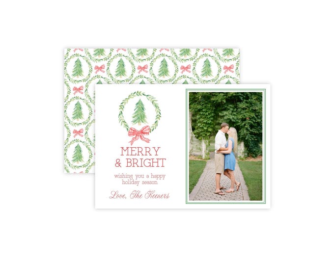 Watercolor Christmas Tree Photo Card