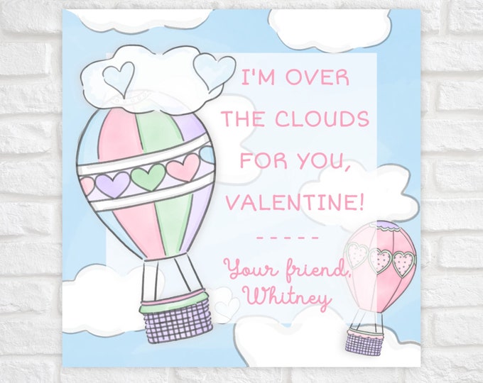 Printable Hot Air Balloon Valentine Card