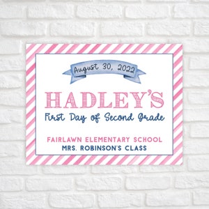 Cartello stampabile per il ritorno a scuola, cartello modificabile per il primo giorno di scuola, cartello stampabile per il primo giorno di scuola, poster personalizzato per il cartello scolastico