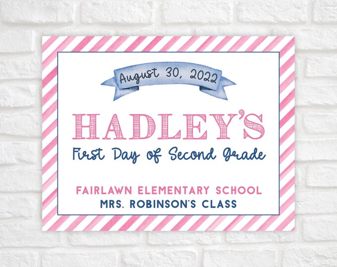 Back to School Sign Printable, First Day of School Sign Editable, Printable First Day of School Sign, Personalized School Sign Poster