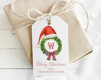 Utskrivbara julklappsetiketter, utskrivbara julklappsetiketter, personliga julklappsetiketter, akvarell julklappsetiketter, monogrametikett