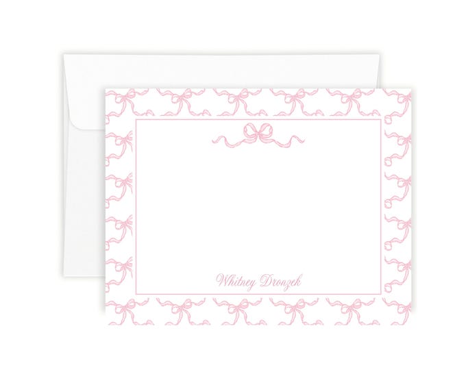 Watercolor Pink Bow Stationery Set