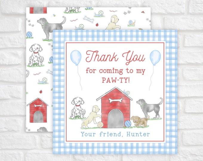 Printable Puppy Dog Birthday Thank You Favor Tag