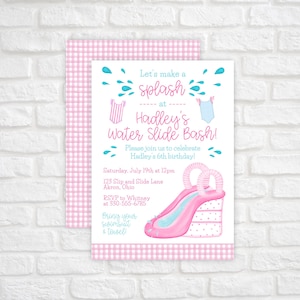Water Slide Birthday Invitation, Water Slide Party Invitation, Splash Party Invitation, Backyard Birthday Invitation, Waterslide Birthday
