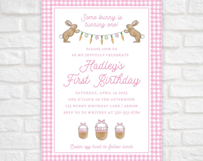 Printable Some Bunny Is One Invitation