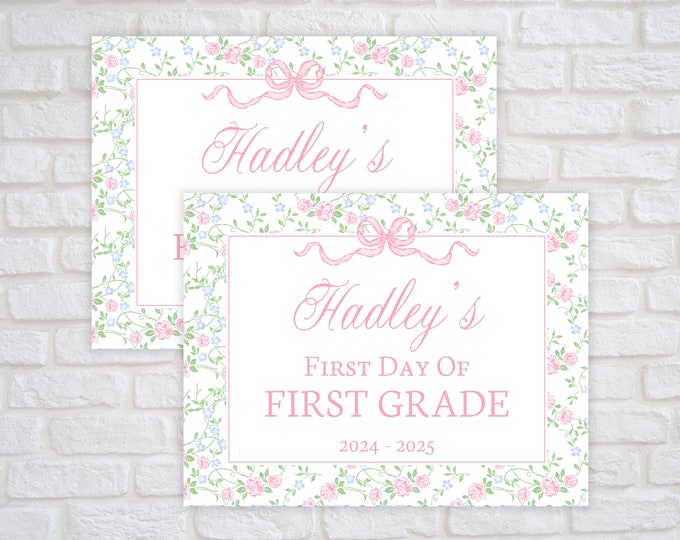 First Day of School Sign Printable, Back to School Sign, Last Day of School Sign, Preschool Sign, Kindergarten Sign, Editable Template