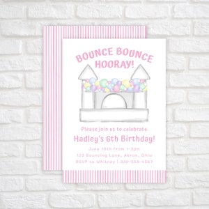 Bounce House Birthday Party Invitation, Printable Bounce House Party Invitation, Girl Bounce House Invitation, Trampoline Birthday Invite