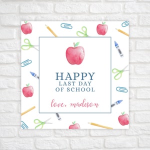 Etichetta stampabile per l'ultimo giorno di scuola, etichetta regalo con mela per materiale scolastico, etichetta per bomboniere dell'ultimo giorno di scuola, etichetta per dolcetti di fine scuola per i compagni di classe