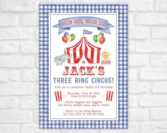 Three Ring Circus Birthday Invitation