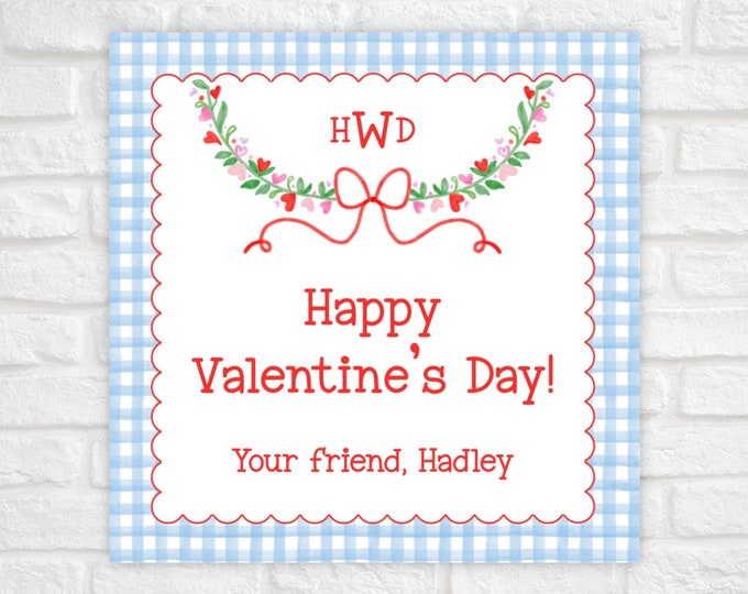 Printable Monogrammed Heart Valentine Tag