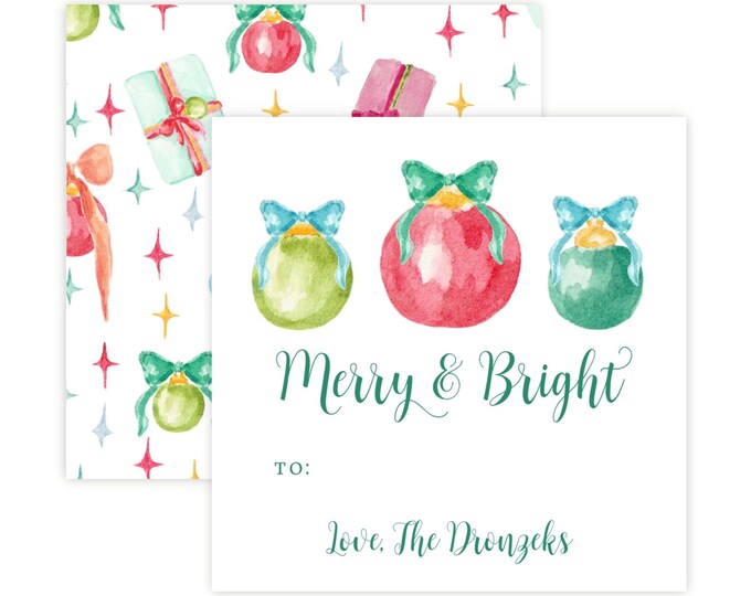 Merry and Bright Christmas Gift Tag