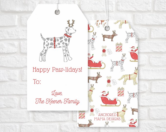 Printable Dalmatian Dog Christmas Gift Tags