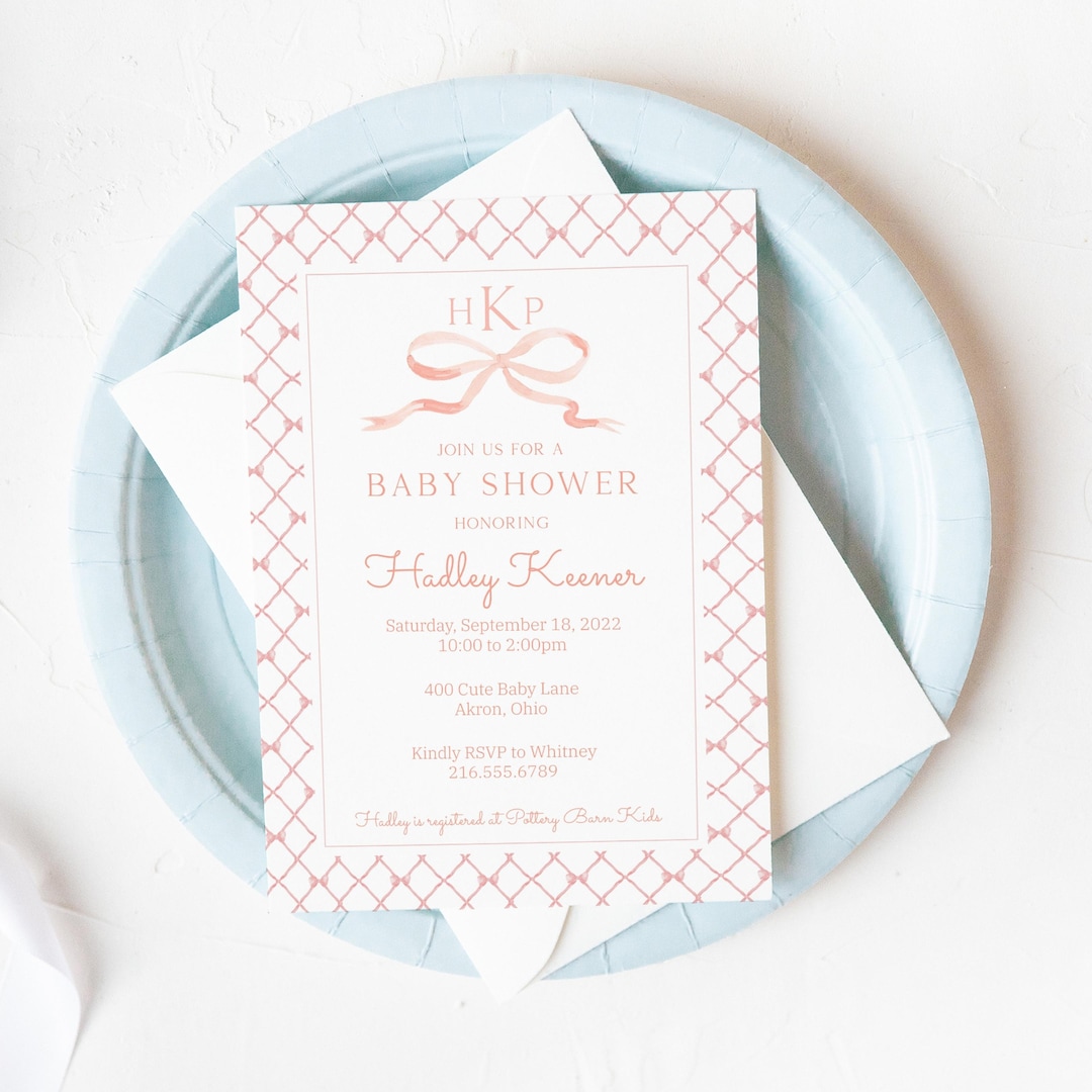 Printable Baby Shower Invitation, Digital Baby Shower Invitation, Pink ...