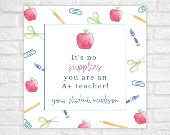 School Supplies Teacher Appreciation Gift Tag