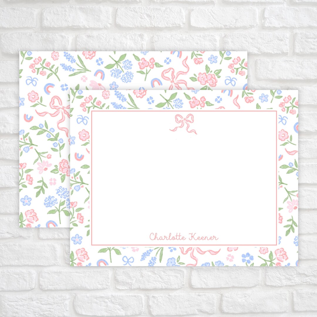 Ditsy Floral and Bow Stationery Set for Women and Girls, Personalized ...