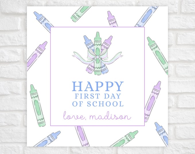 Printable Happy First Day of School Crayon Tag