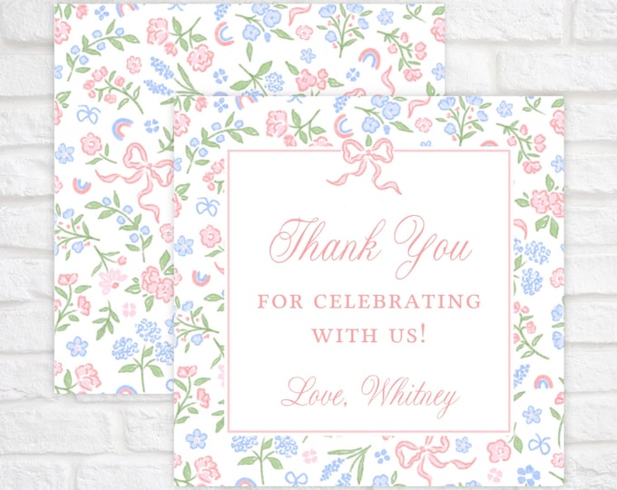 Printable Ditsy Floral Baby Shower Thank You Tags Template