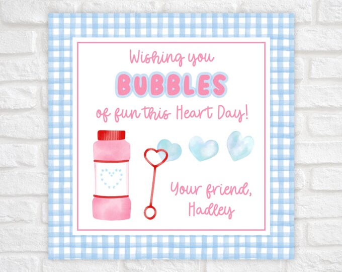 Printable Bubbles Valentine Tag for Kids