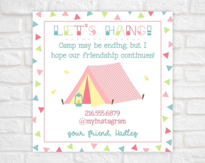 Printable Pink Camp Calling Card