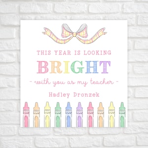 First Day of School Gift Tag for Teacher, Printable Crayon Back To School Gift Tag, Happy First Day of School Treat Tag, School Supplies Tag