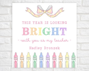 First Day of School Gift Tag for Teacher, Printable Crayon Back To School Gift Tag, Happy First Day of School Treat Tag, School Supplies Tag