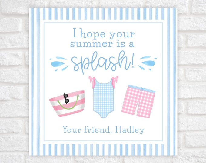 Printable Swimsuit End of School Gift Tag
